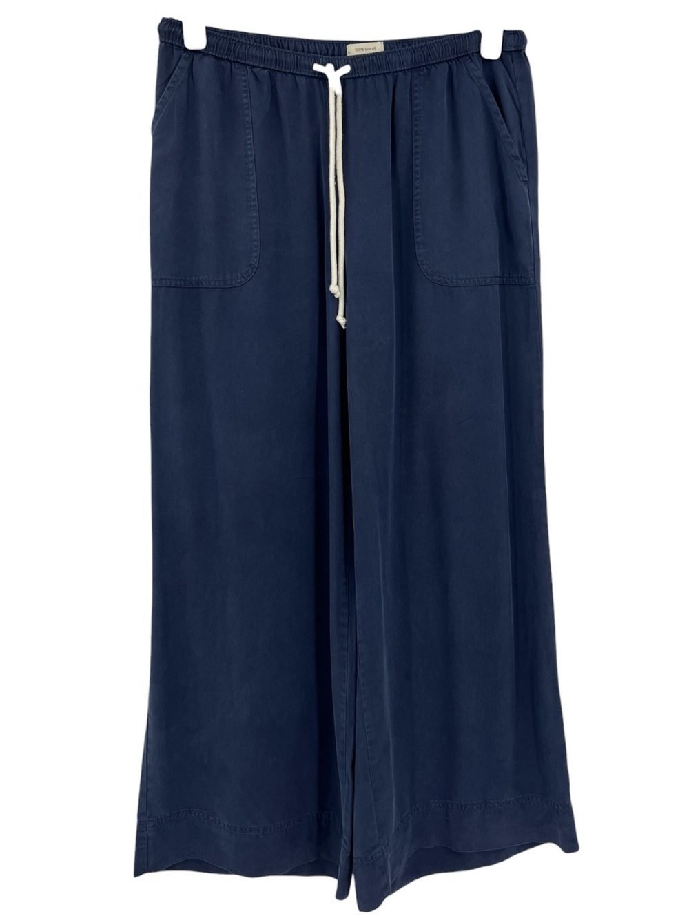 Joie 100% Lyocell Wide Leg draw String Elastic Waist Navy Blue Pants SZ L